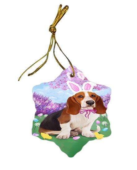 Basset Hound Dog Easter Holiday Star Porcelain Ornament SPOR49033