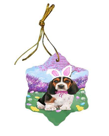 Basset Hound Dog Easter Holiday Star Porcelain Ornament SPOR49034