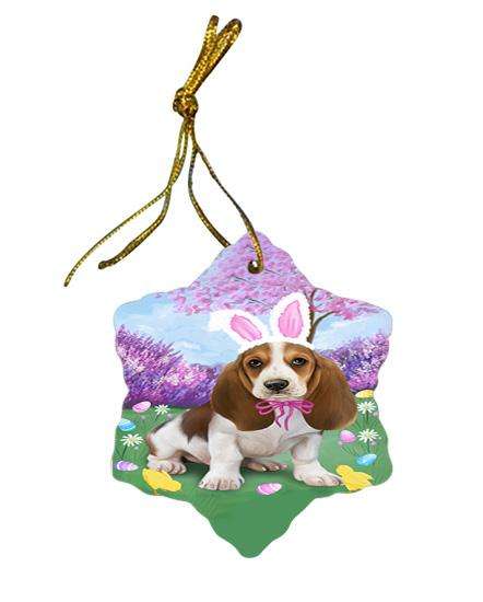 Basset Hound Dog Easter Holiday Star Porcelain Ornament SPOR49035