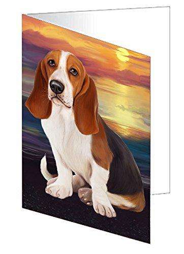 Basset Hound Dog Handmade Artwork Assorted Pets Greeting Cards and Note Cards with Envelopes for All Occasions and Holiday Seasons D231