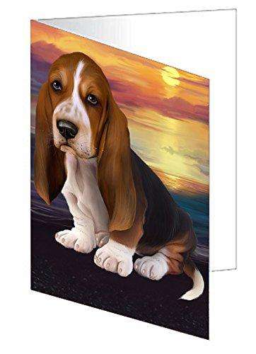 Basset Hound Dog Handmade Artwork Assorted Pets Greeting Cards and Note Cards with Envelopes for All Occasions and Holiday Seasons D233