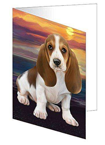 Basset Hound Dog Handmade Artwork Assorted Pets Greeting Cards and Note Cards with Envelopes for All Occasions and Holiday Seasons D234