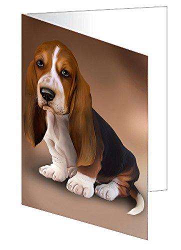 Basset Hound Dog Handmade Artwork Assorted Pets Greeting Cards and Note Cards with Envelopes for All Occasions and Holiday Seasons D237