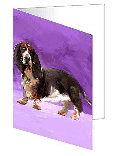 Basset Hound Dog Handmade Artwork Assorted Pets Greeting Cards and Note Cards with Envelopes for All Occasions and Holiday Seasons D354