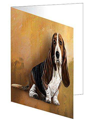 Basset Hound Dog Handmade Artwork Assorted Pets Greeting Cards and Note Cards with Envelopes for All Occasions and Holiday Seasons