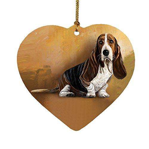 Basset Hound Dog Heart Christmas Ornament