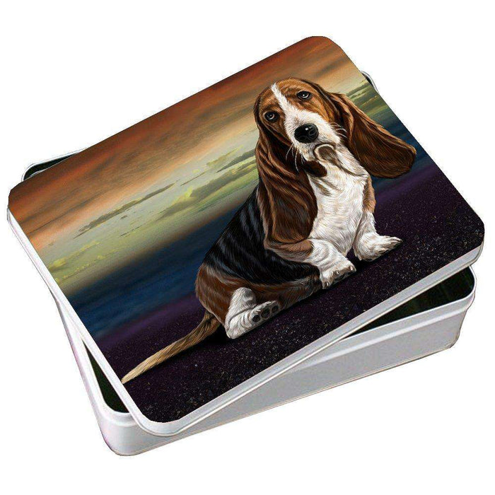 Basset Hound Dog Photo Storage Tin