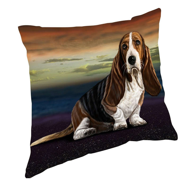 Basset Hound Dog Throw Pillow