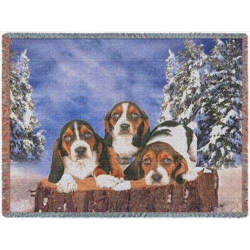 Basset Hound Puppy Winter Woven Throw Blanket 54 x 38