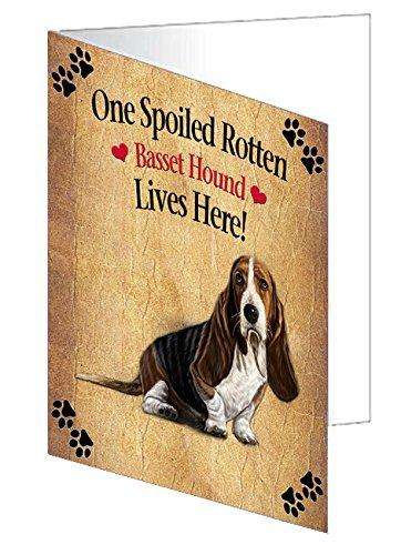 Basset Hound Spoiled Rotten Dog Handmade Artwork Assorted Pets Greeting Cards and Note Cards with Envelopes for All Occasions and Holiday Seasons