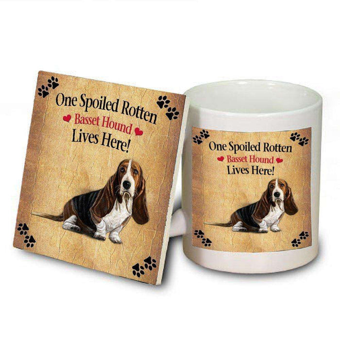 Basset Hound Spoiled Rotten Dog Mug and Coaster Set