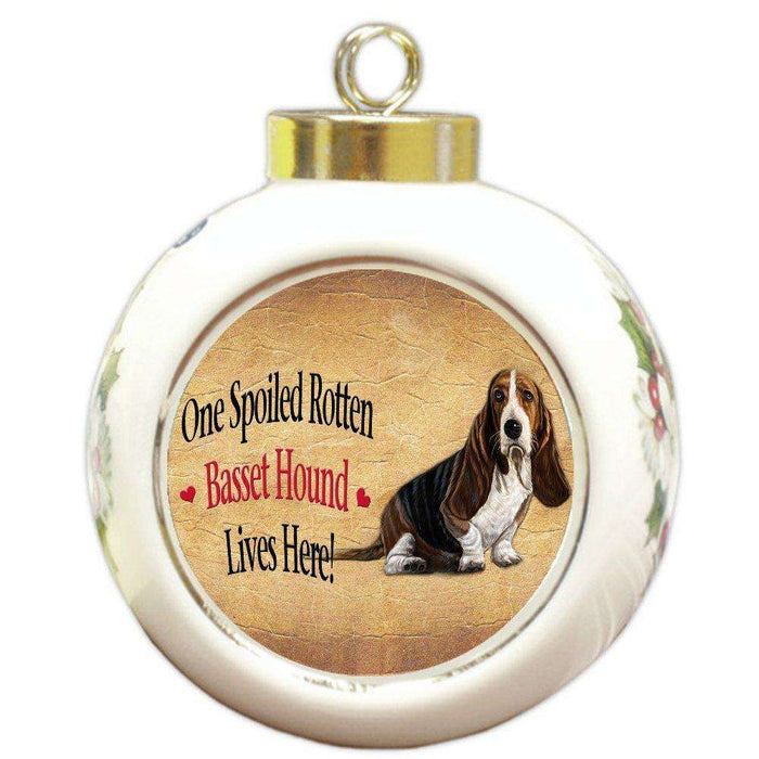 Basset Hound Spoiled Rotten Dog Round Ball Christmas Ornament