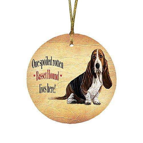 Basset Hound Spoiled Rotten Dog Round Christmas Ornament