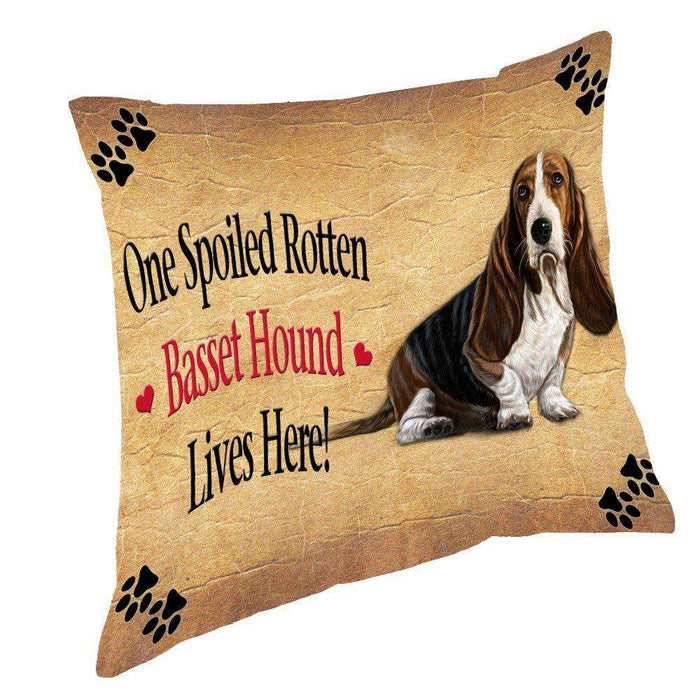 Basset Hound Spoiled Rotten Dog Throw Pillow