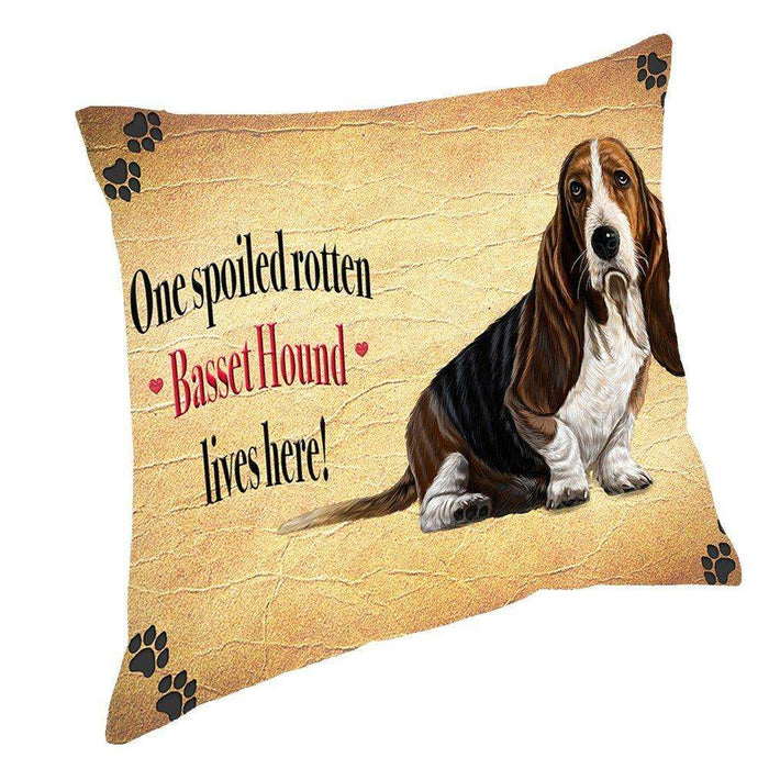 Basset Hound Spoiled Rotten Dog Throw Pillow