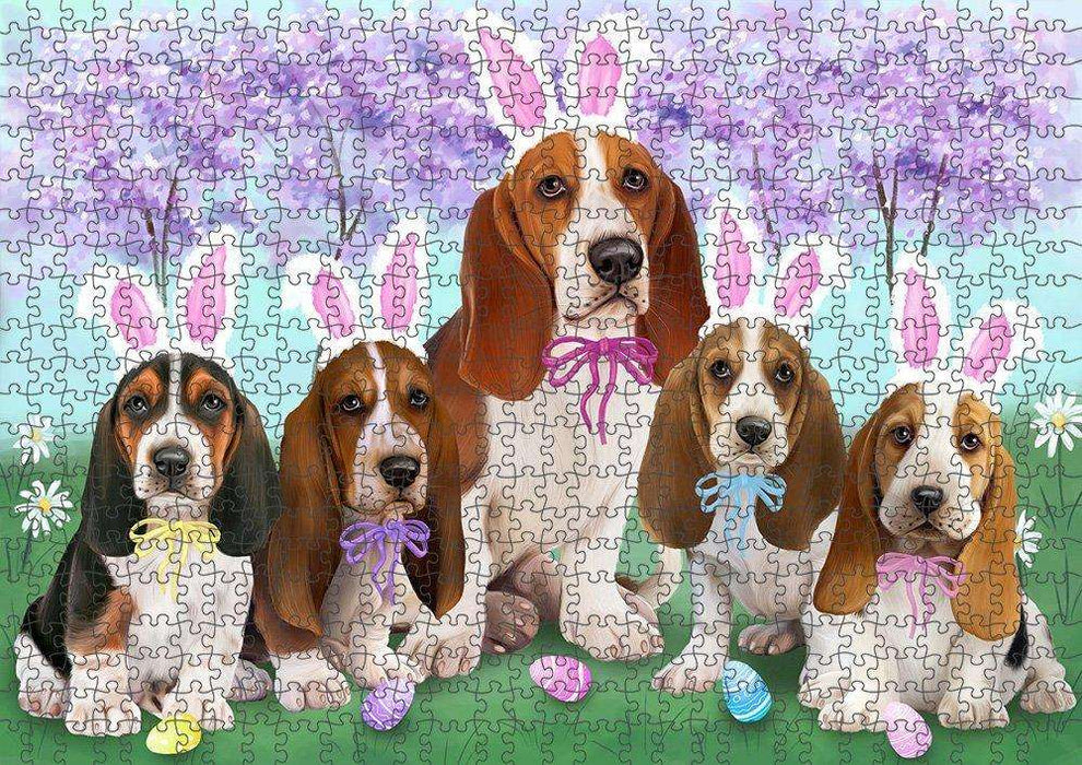 Basset Hounds Dog Easter Holiday Puzzle with Photo Tin PUZL49953