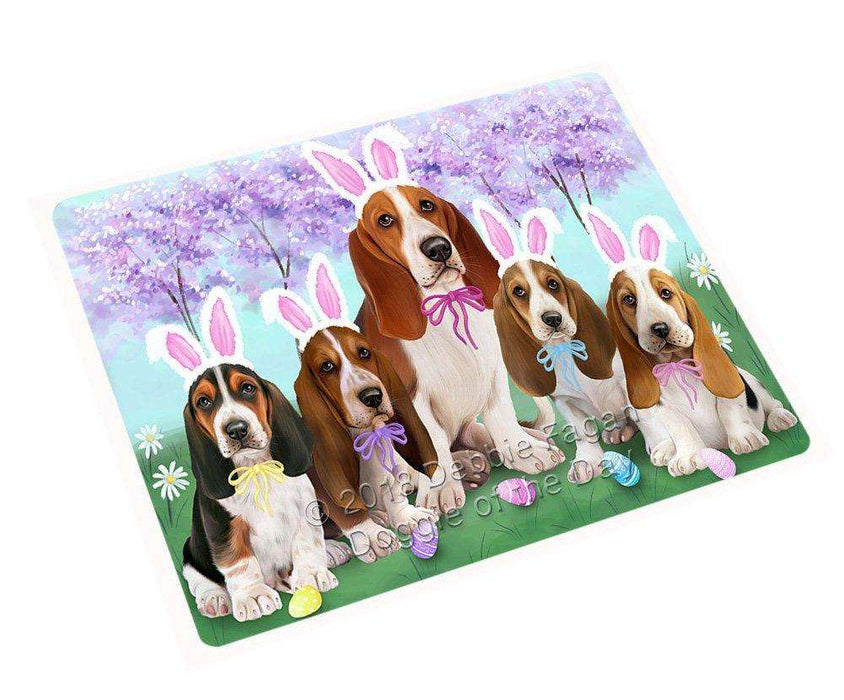 Basset Hounds Dog Easter Holiday Tempered Cutting Board C51255