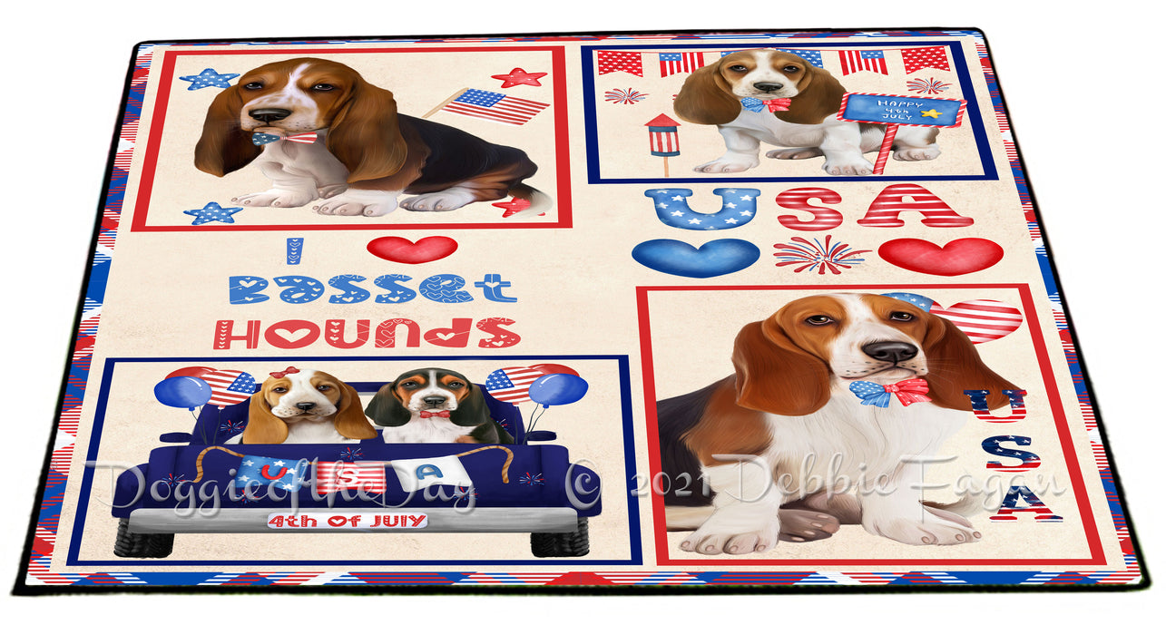 4th of July Independence Day I Love USA Basset Hound Dogs Floormat FLMS56107 Floormat FLMS56107