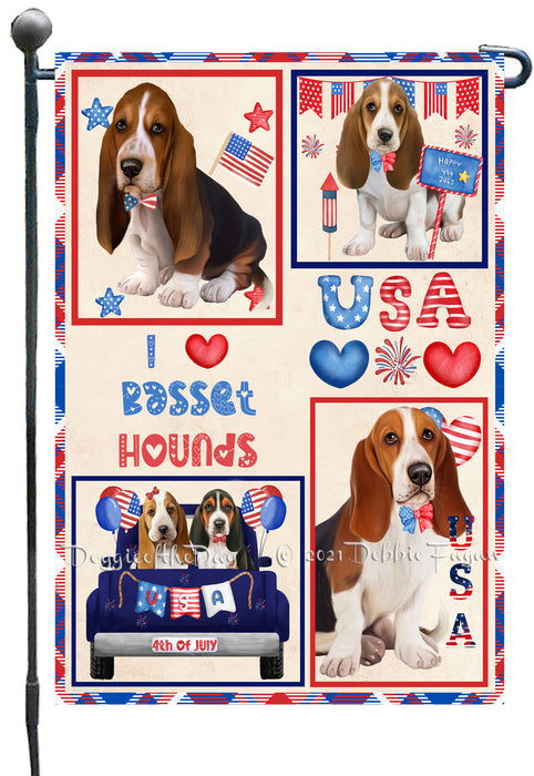 4th of July Independence Day I Love USA Basset Hound Dogs Garden Flag GFLG66867