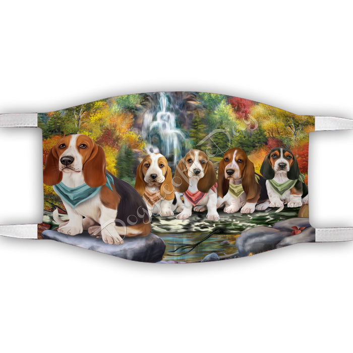 Scenic Waterfall Basset Hound Dogs Face Mask FM49269