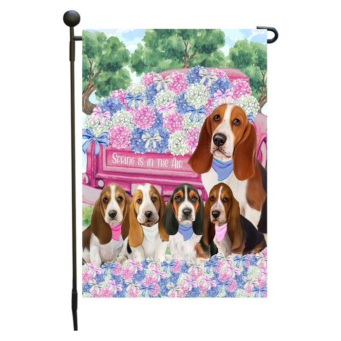 Basset Hound Dogs Garden Flag: Explore a Variety of Personalized Designs, Double-Sided, Weather Resistant, Custom, Outdoor Garden Yard Decor for Dog and Pet Lovers
