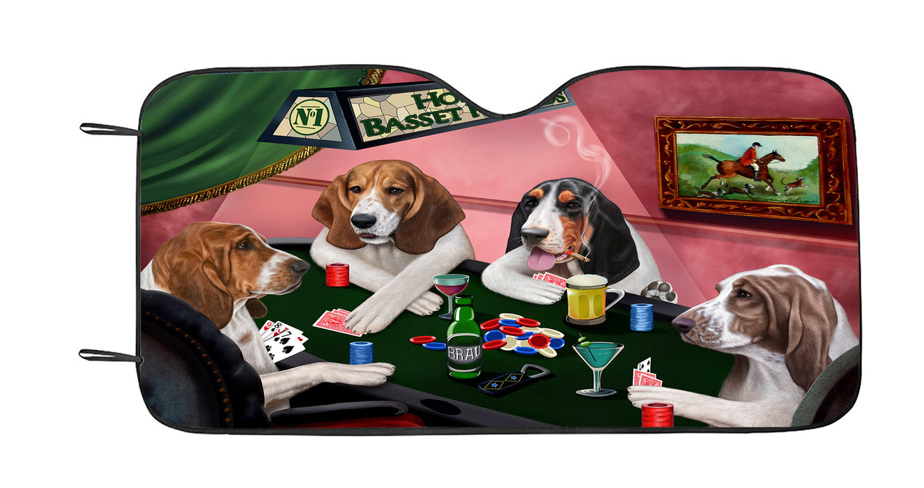 Home of  Basset Hound Dogs Playing Poker Car Sun Shade