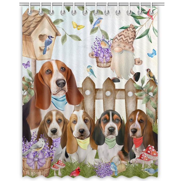 Basset Hound Shower Curtain: Explore a Variety of Designs, Halloween Bathtub Curtains for Bathroom with Hooks, Personalized, Custom, Gift for Pet and Dog Lovers
