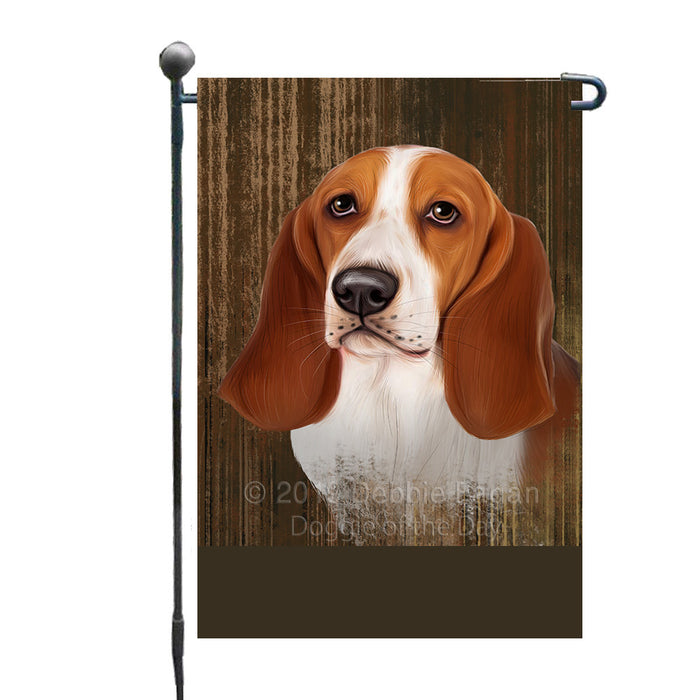 Personalized Rustic Basset Hound Dog Custom Garden Flag GFLG63415