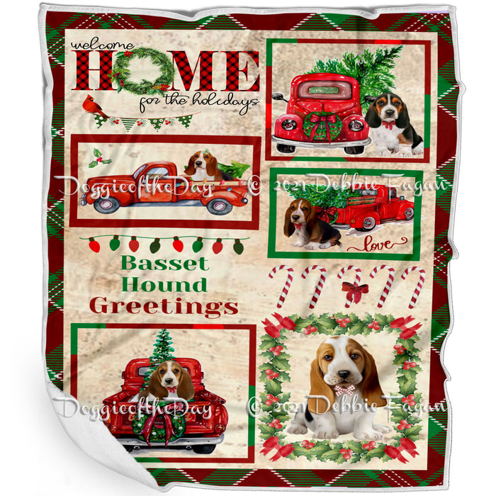 Welcome Home for Christmas Holidays Basset Hound Dogs Blanket BLNKT71811