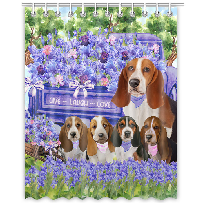 Basset Hound Shower Curtain: Explore a Variety of Designs, Custom, Personalized, Waterproof Bathtub Curtains for Bathroom with Hooks, Gift for Dog and Pet Lovers