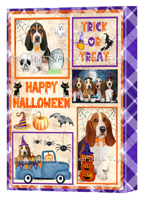Happy Halloween Trick or Treat Basset Hound Dogs Canvas Wall Art Decor - Premium Quality Canvas Wall Art for Living Room Bedroom Home Office Decor Ready to Hang CVS150209