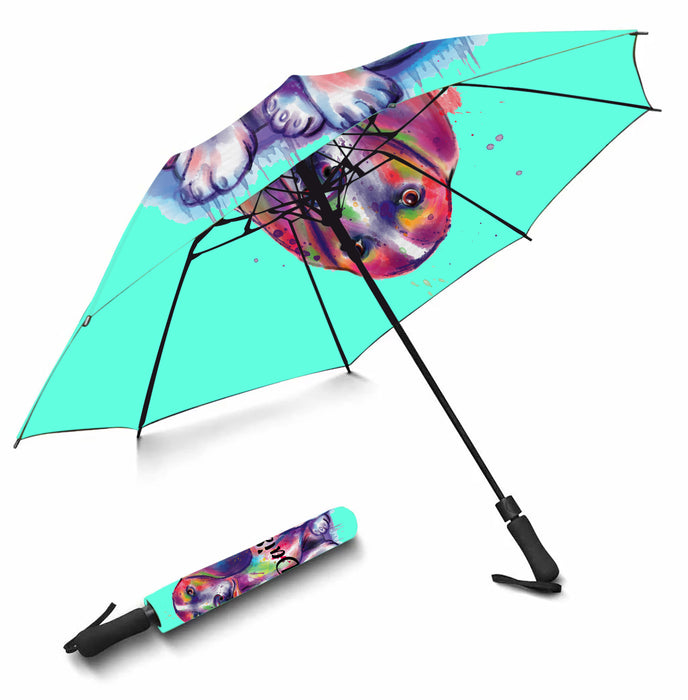 Custom Pet Name Personalized Watercolor Basset Hound DogSemi-Automatic Foldable Umbrella