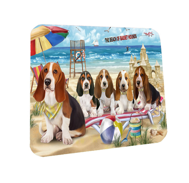 Pet Friendly Beach Basset Hound Dogs Coasters Set of 4 CSTA58085