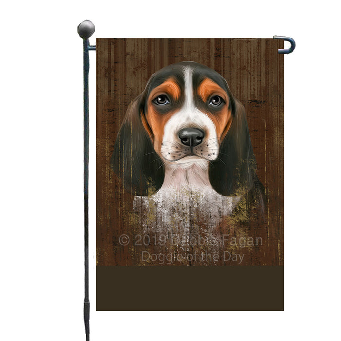 Personalized Rustic Basset Hound Dog Custom Garden Flag GFLG63416