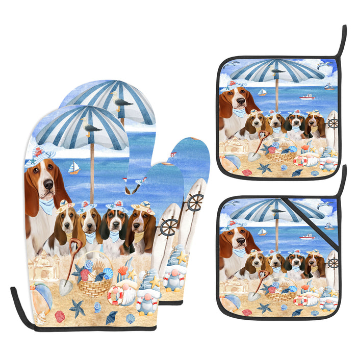 Basset Hound Oven Mitts and Pot Holder Set, Explore a Variety of Personalized Designs, Custom, Kitchen Gloves for Cooking with Potholders, Pet and Dog Gift Lovers