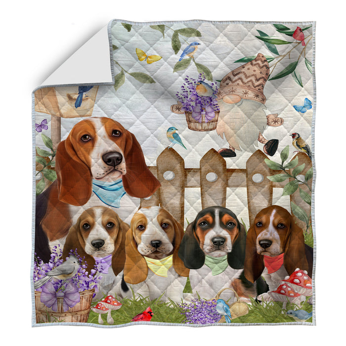 Basset Hound Bed Quilt, Explore a Variety of Designs, Personalized, Custom, Bedding Coverlet Quilted, Pet and Dog Lovers Gift