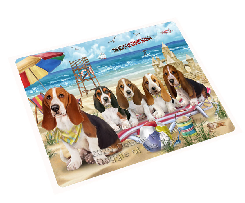 Pet Friendly Beach Basset Hound Dogs Cutting Board - For Kitchen - Scratch & Stain Resistant - Designed To Stay In Place - Easy To Clean By Hand - Perfect for Chopping Meats, Vegetables