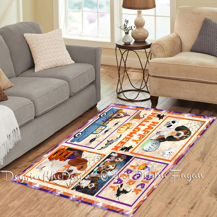 Happy Halloween Trick or Treat Basset Hound Dogs Polyester Living Room Carpet Area Rug ARUG65424