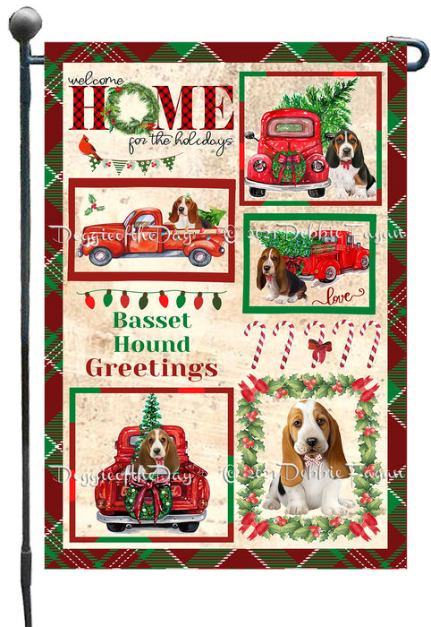Welcome Home for Christmas Holidays Basset Hound Dogs Garden Flag GFLG66975