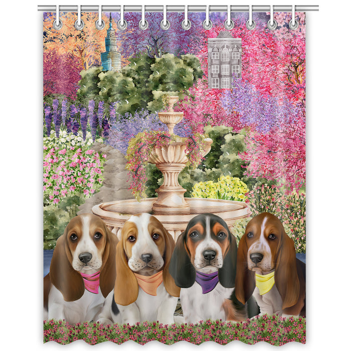 Basset Hound Shower Curtain, Custom Bathtub Curtains with Hooks for Bathroom, Explore a Variety of Designs, Personalized, Gift for Pet and Dog Lovers