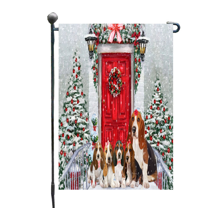 Christmas Holiday Welcome Basset Hound Dogs Garden Flags- Outdoor Double Sided Garden Yard Porch Lawn Spring Decorative Vertical Home Flags 12 1/2"w x 18"h