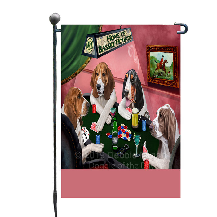 Personalized Home of Basset Hound Dogs Four Dogs Playing Poker Custom Garden Flags GFLG-DOTD-A60238