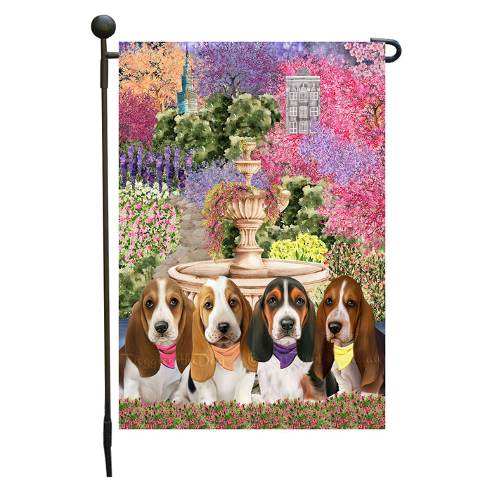 Basset Hound Dogs Garden Flag: Explore a Variety of Designs, Weather Resistant, Double-Sided, Custom, Personalized, Outside Garden Yard Decor, Flags for Dog and Pet Lovers