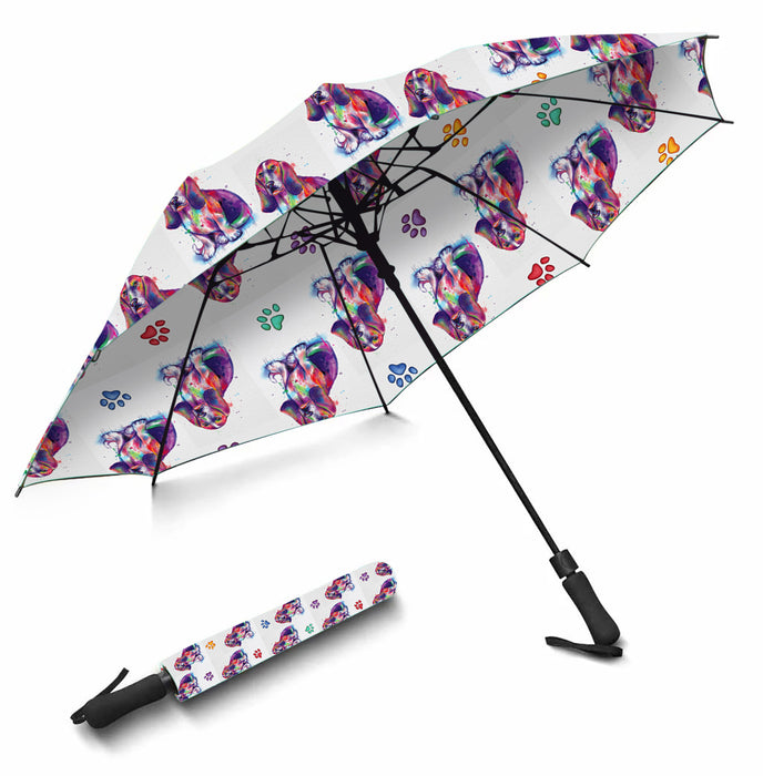 Watercolor Mini Basset Hound DogsSemi-Automatic Foldable Umbrella