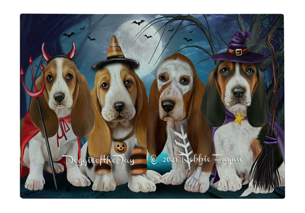Happy Halloween Trick or Treat Basset Hound Dogs Cutting Board - Easy Grip Non-Slip Dishwasher Safe Chopping Board Vegetables C79543