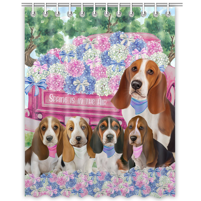 Basset Hound Shower Curtain, Custom Bathtub Curtains with Hooks for Bathroom, Explore a Variety of Designs, Personalized, Gift for Pet and Dog Lovers