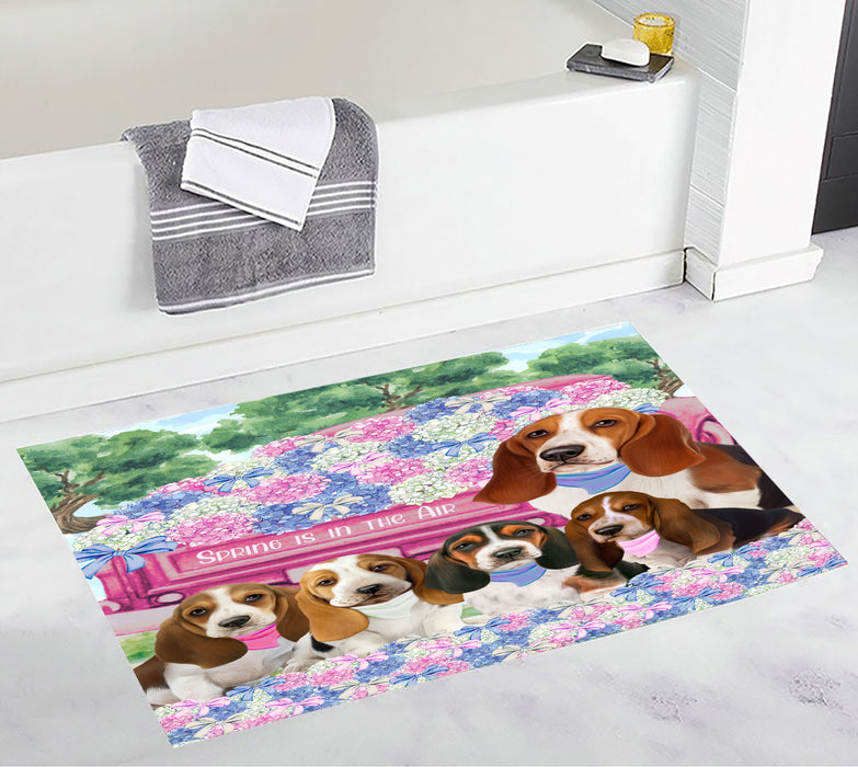Basset Hound Bath Mat: Explore a Variety of Designs, Personalized, Anti-Slip Bathroom Halloween Rug Mats, Custom, Pet Gift for Dog Lovers
