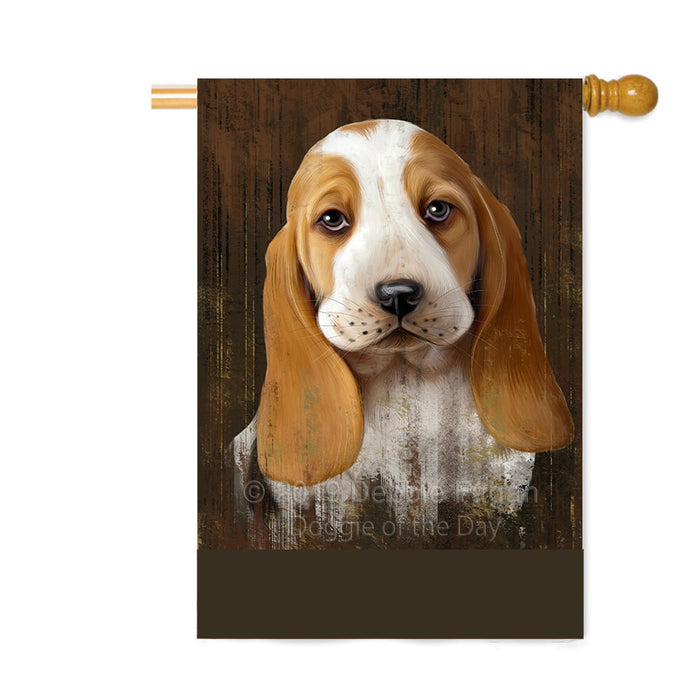Personalized Rustic Basset Hound Dog Custom House Flag FLG64494