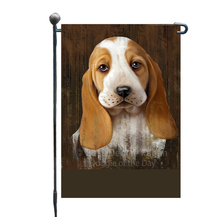 Personalized Rustic Basset Hound Dog Custom Garden Flag GFLG63417