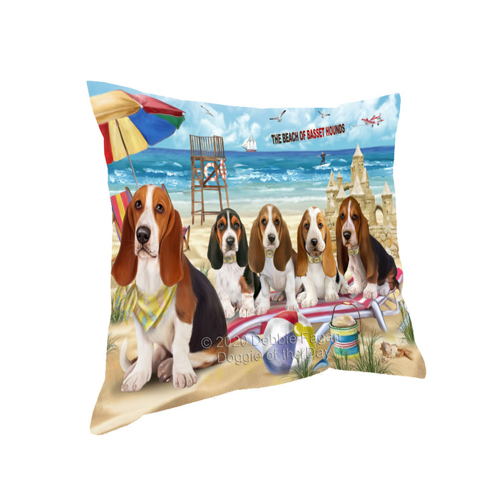 Pet Friendly Beach Basset Hound Dogs Pillow with Top Quality High-Resolution Images - Ultra Soft Pet Pillows for Sleeping - Reversible & Comfort - Ideal Gift for Dog Lover - Cushion for Sofa Couch Bed - 100% Polyester